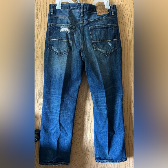 Men’s Aeropostale’s Benton Original Boot Cut - Dark Wash Distressed Jeans 30/30 - Picture 2 of 2